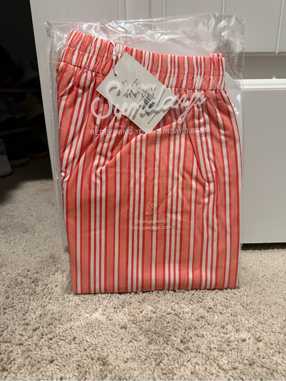 Sundays Women’s Coral & White Striped Pajama boxers